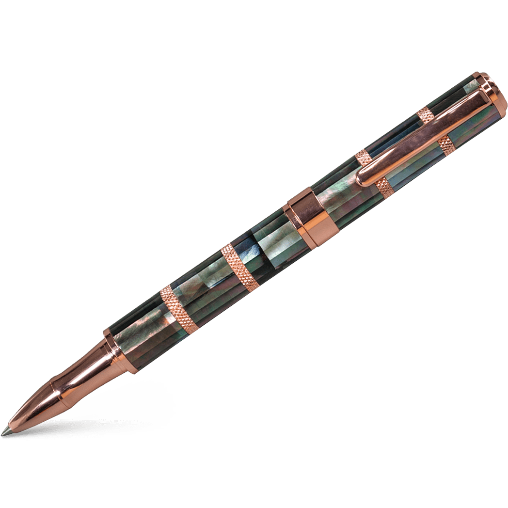 Monteverde Regatta Rollerball Pen - Limited Edition - Black Mother of Pearl - Rose Gold Trim - Pen Boutique Ltd