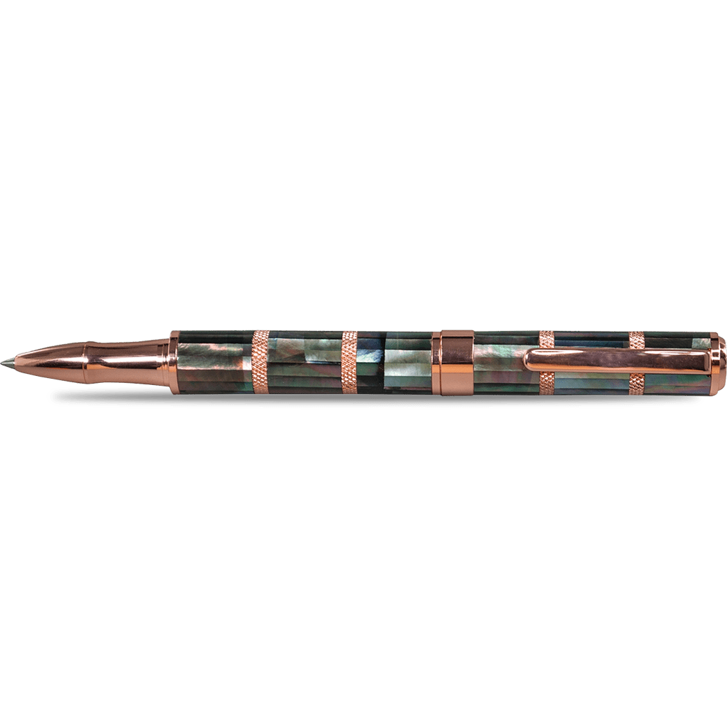Monteverde Regatta Rollerball Pen - Limited Edition - Black Mother of Pearl - Rose Gold Trim - Pen Boutique Ltd