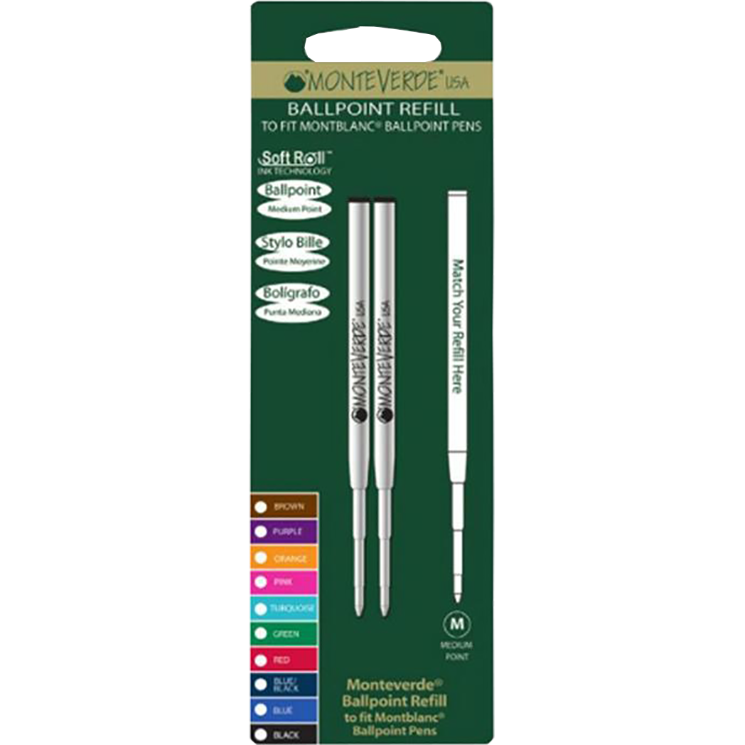 Monteverde BP Refill to fit Montblanc Medium - Brown - 2/package-Pen Boutique Ltd