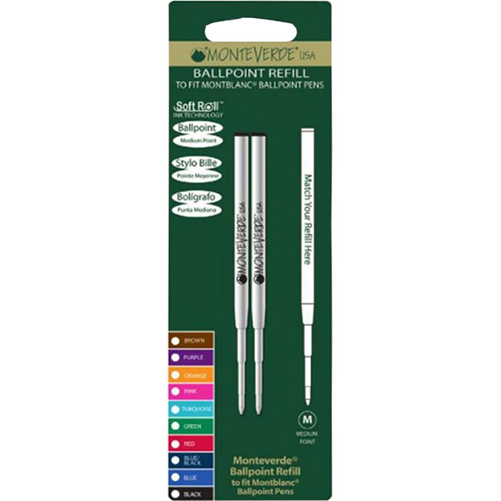 Monteverde BP Refill to fit Montblanc Medium - Turquoise - 2/package-Pen Boutique Ltd