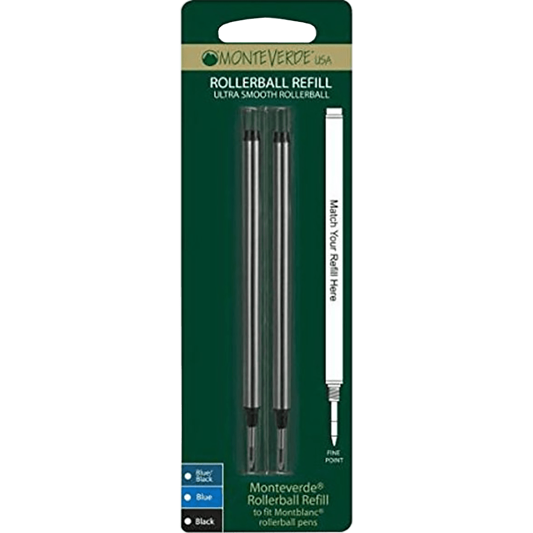 Monteverde Rollerball Refill to fit Montblanc pen - Black Fine 2/pack - Pen Boutique Ltd