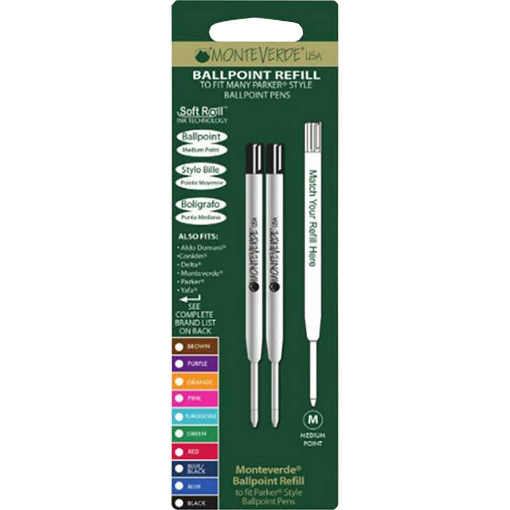 Monteverde Parker Style Ballpoint Refill - Green/Medium (2 pack)-Pen Boutique Ltd