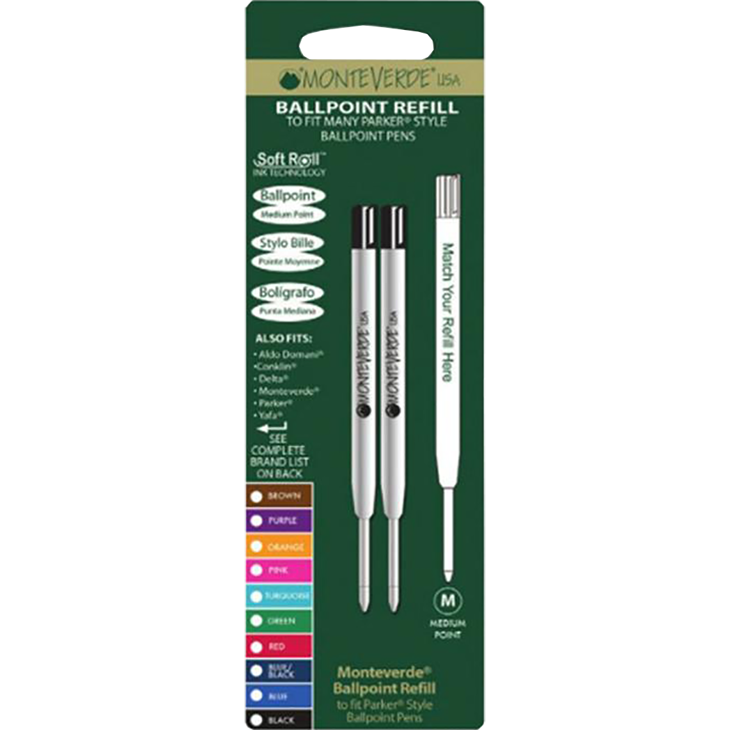 Monteverde Parker Style Ballpoint Refill - Green/Medium (2 pack)-Pen Boutique Ltd