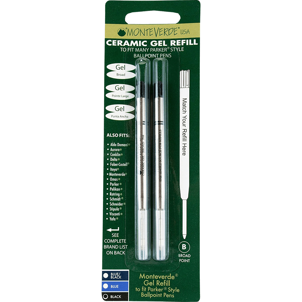 Monteverde Capless Ceramic Gel Refill - Black - Broad (Fit Parker Ballpoint Pen) - Pen Boutique Ltd