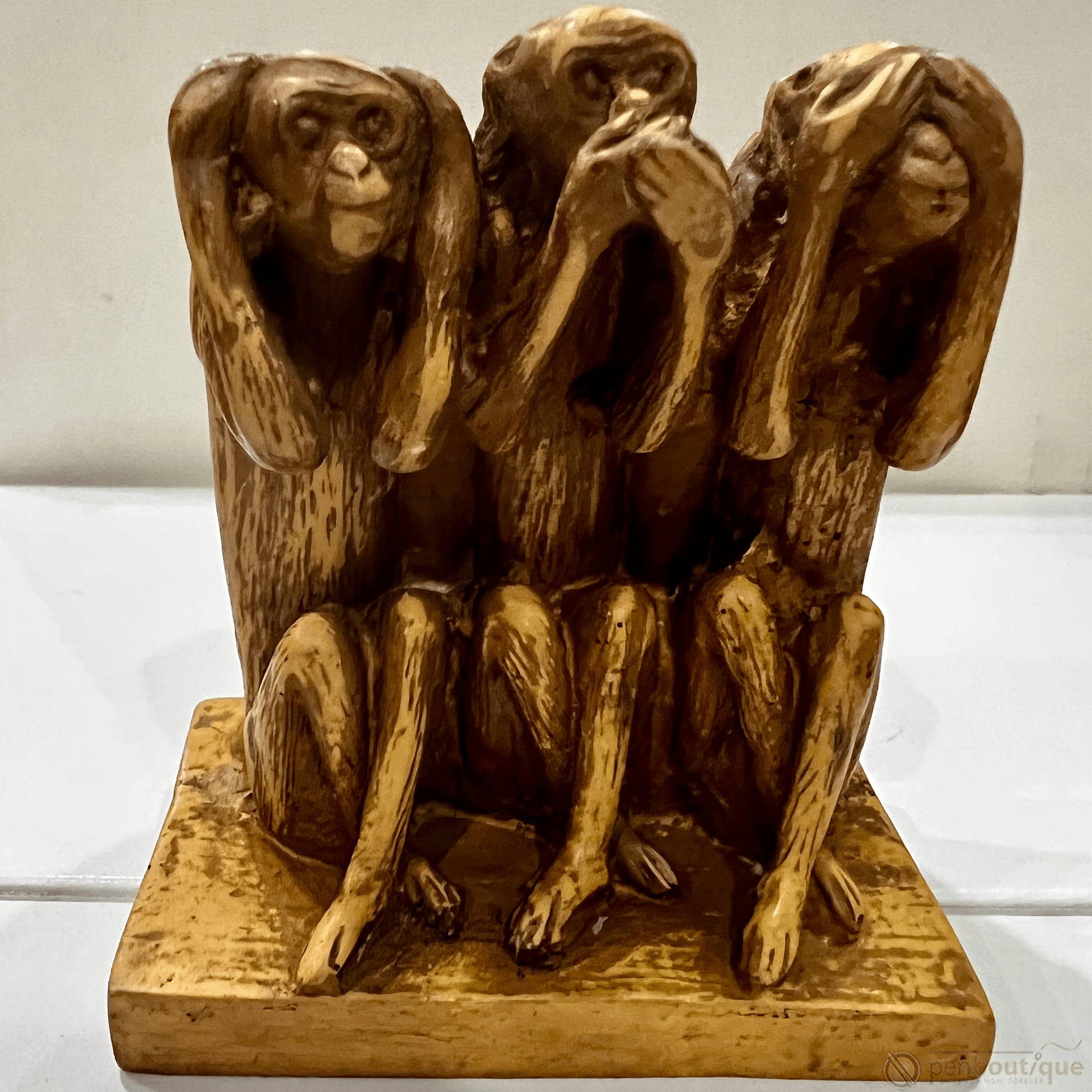Pen Boutique Three Mini Wise Monkeys Paper Weight with Mask See Hear or Speak No Evil - Pen Boutique Ltd