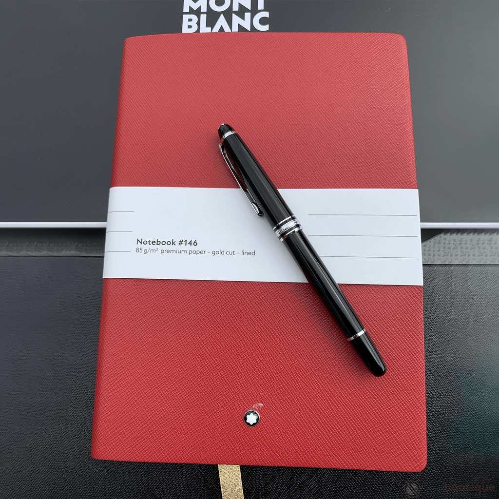 Montblanc Gift Set (Meisterstuck 163 Black with Platinum trim Rollerball Pen & 146 Red, Medium Notebook) - Pen Boutique Ltd