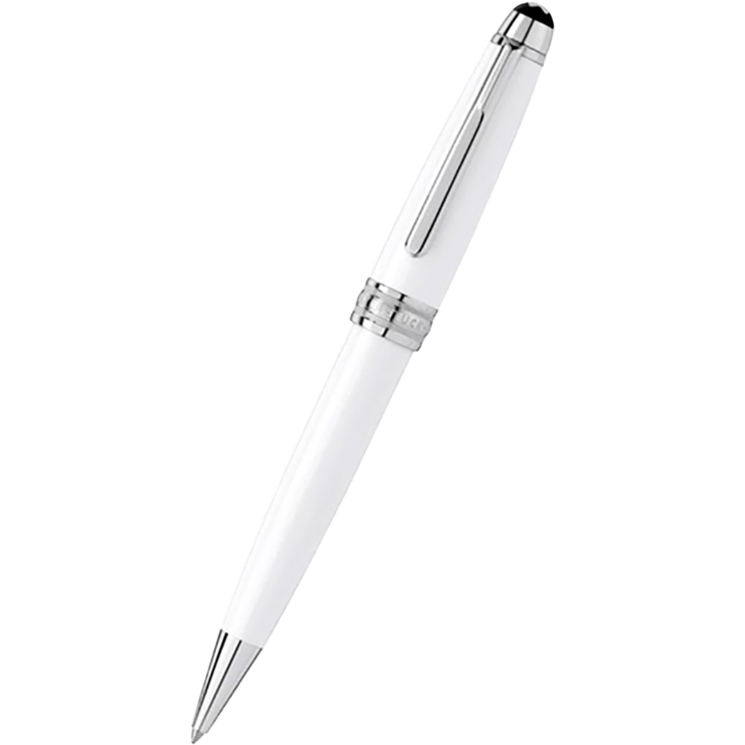 Montblanc Meisterstück Ballpoint Pen - Solitaire White - Platinum Trim - Midsize-Pen Boutique Ltd