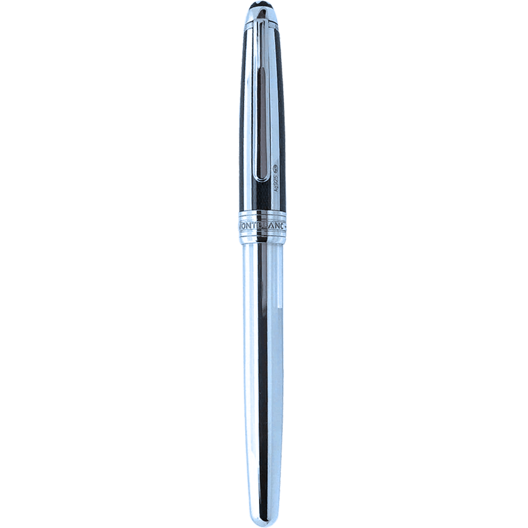 Montblanc 144 Meisterstuck Fountain Pen - Silver Fiber Guilloche M - Pen Boutique Ltd
