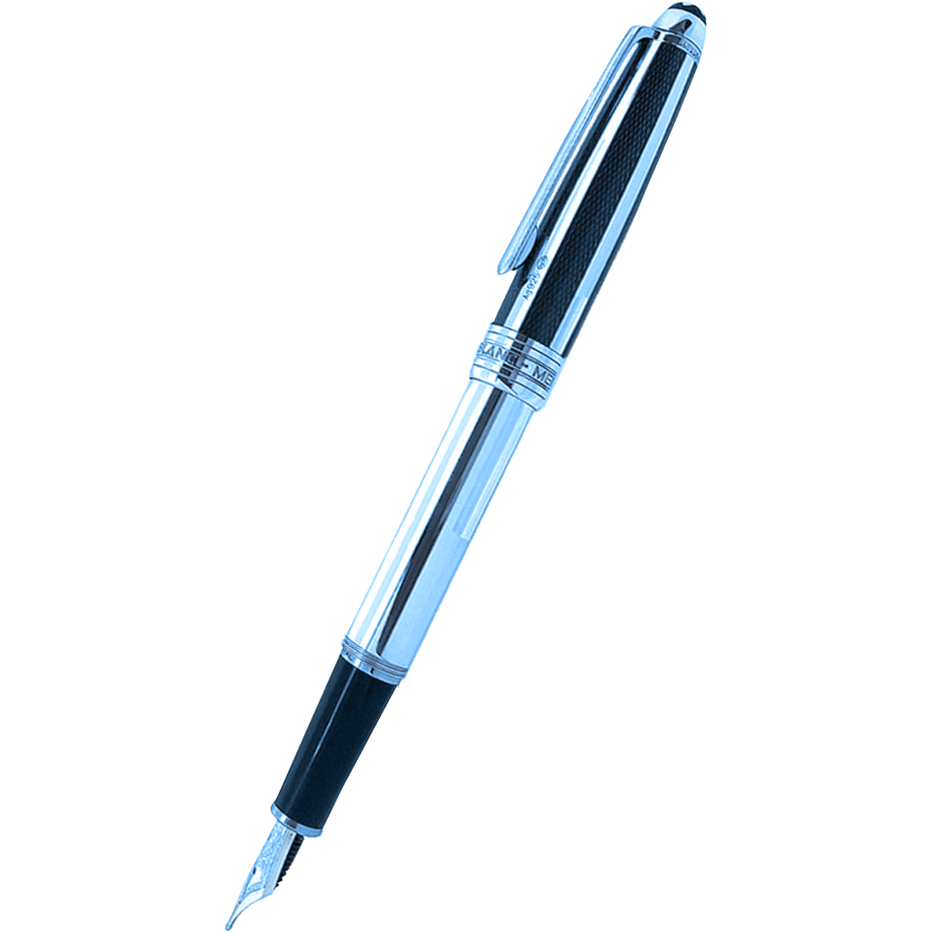 Montblanc 144 Meisterstuck Fountain Pen - Silver Fiber Guilloche M - Pen Boutique Ltd