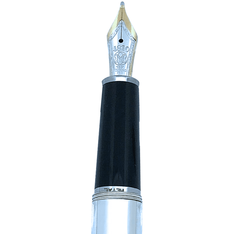 Montblanc 144 Meisterstuck Fountain Pen - Silver Fiber Guilloche M - Pen Boutique Ltd