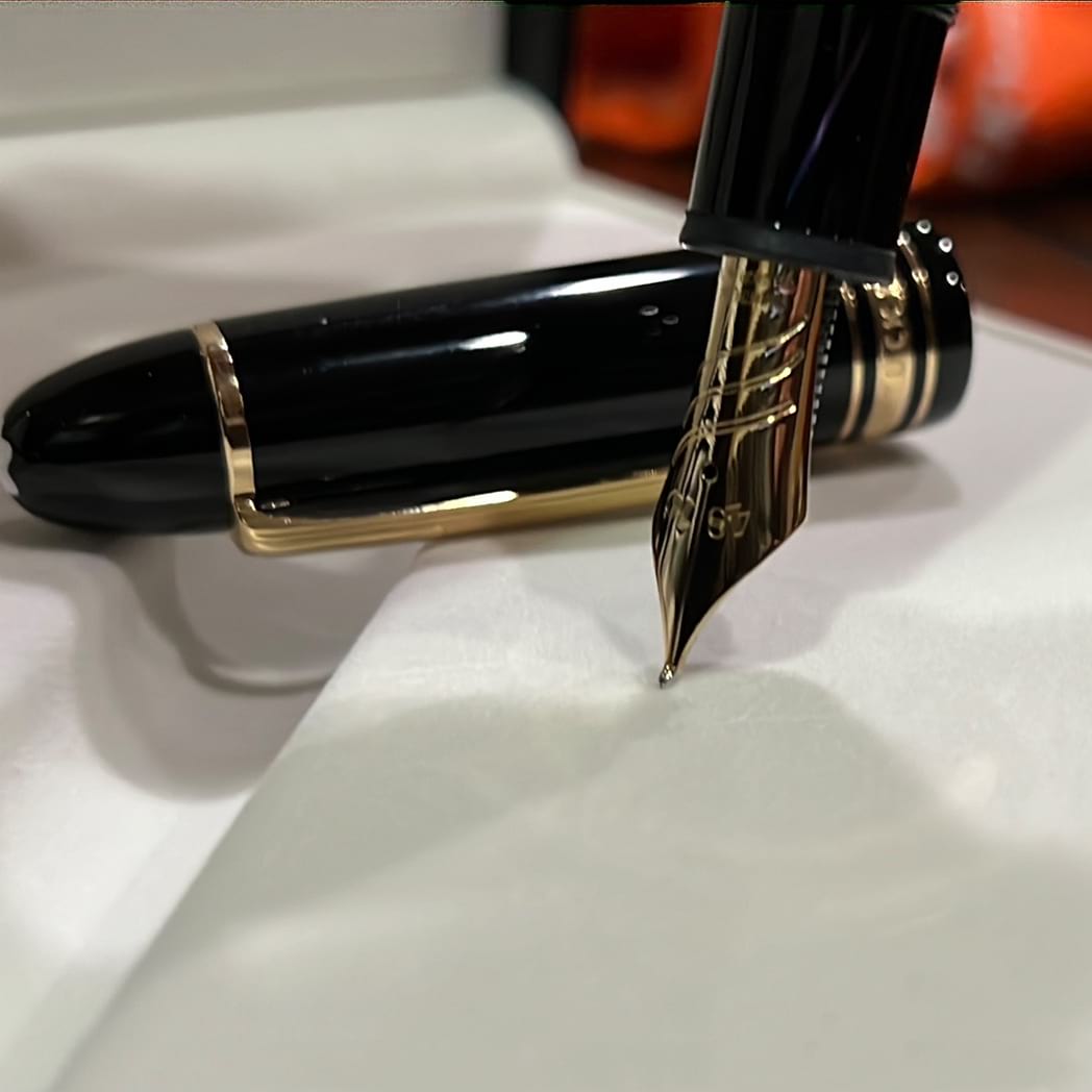 Montblanc Meisterstuck Calligraphy Fountain Pen - 149 Black - Curved Nib - Pen Boutique Ltd