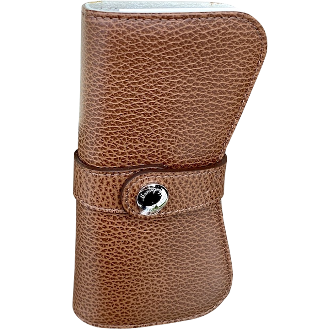 Montegrappa Italian Leather Double Pen Case- Brown-Pen Boutique Ltd