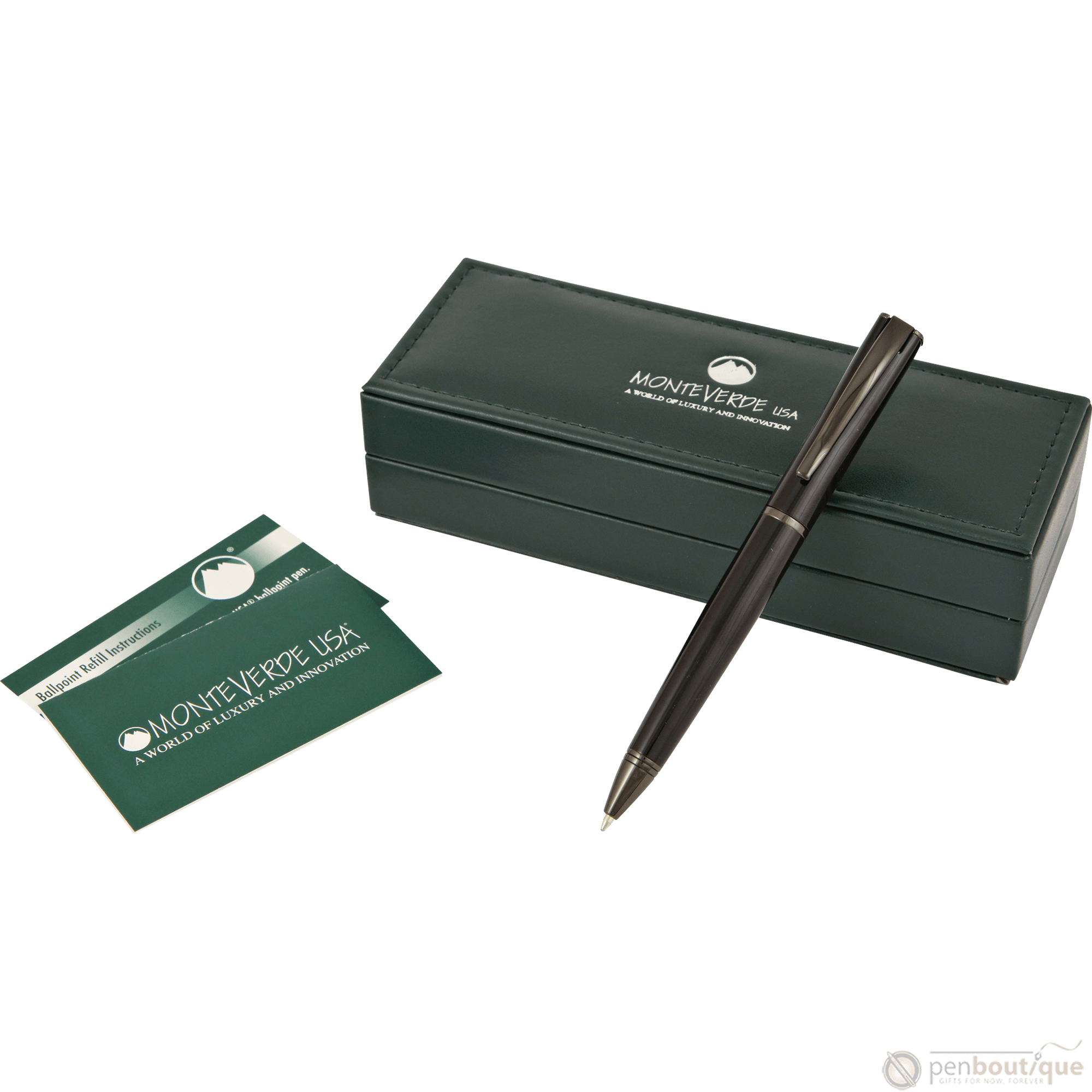Monteverde Impressa Ballpoint - Black with Gunmetal Trim - Pen Boutique Ltd