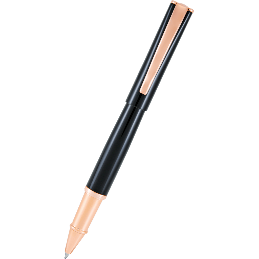 Monteverde Impressa Black with Rose Gold Trim Rollerball Pen - Pen Boutique Ltd