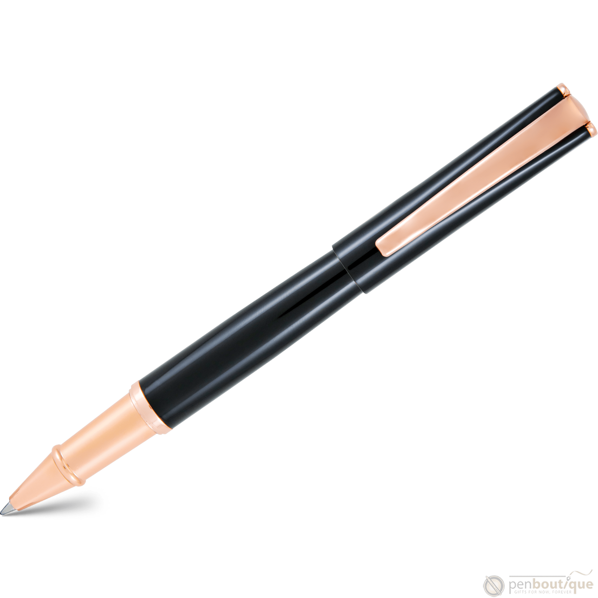 Monteverde Impressa Black with Rose Gold Trim Rollerball Pen - Pen Boutique Ltd