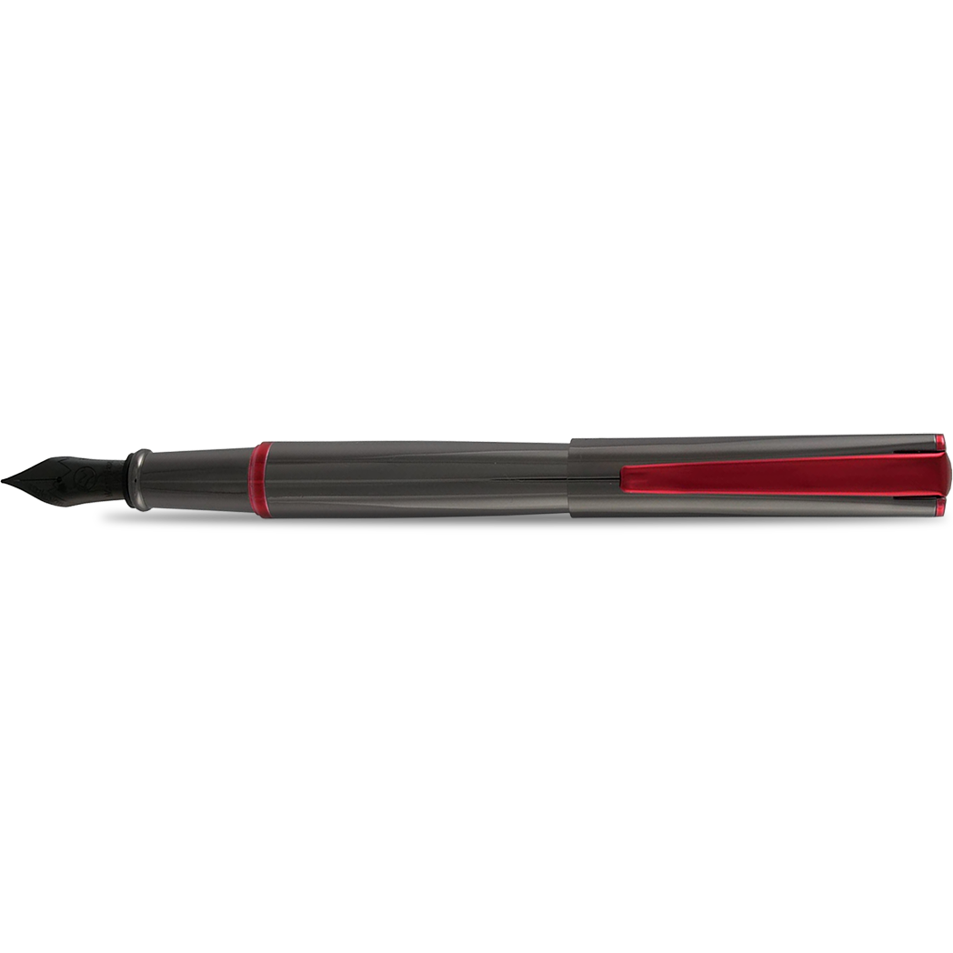 Monteverde Impressa Gun Metal with Red Trim Fountain Pen-Pen Boutique Ltd