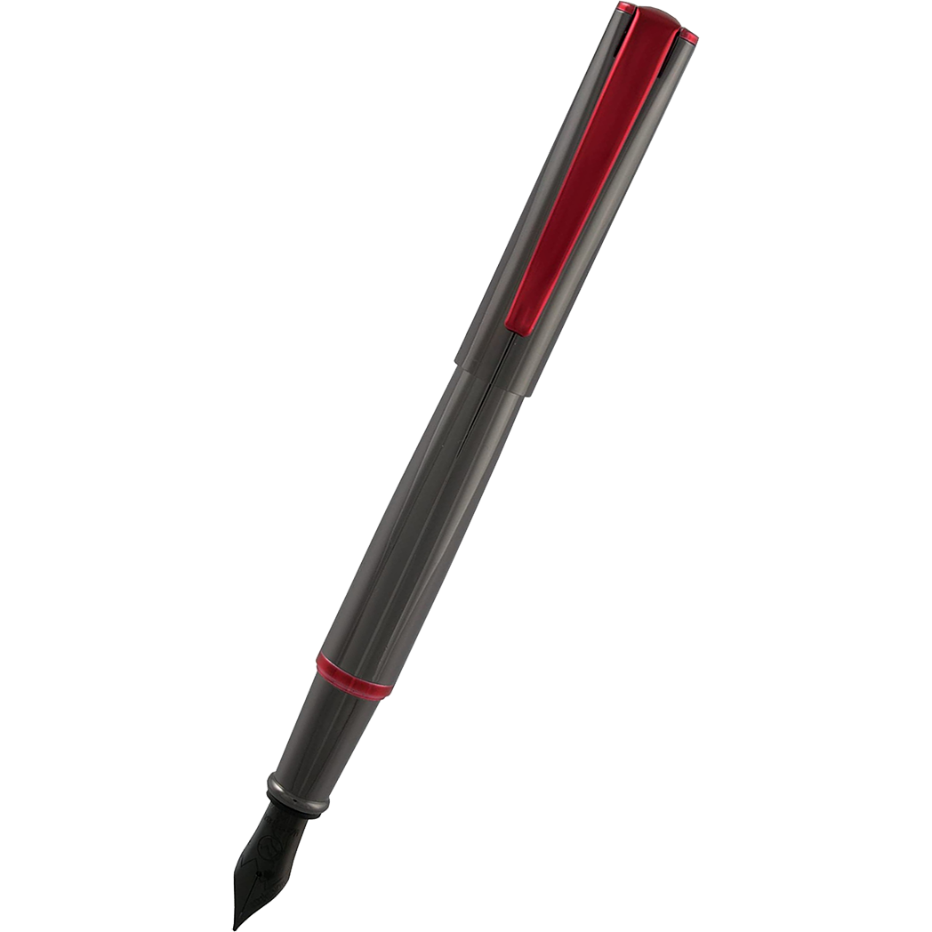 Monteverde Impressa Gun Metal with Red Trim Fountain Pen-Pen Boutique Ltd