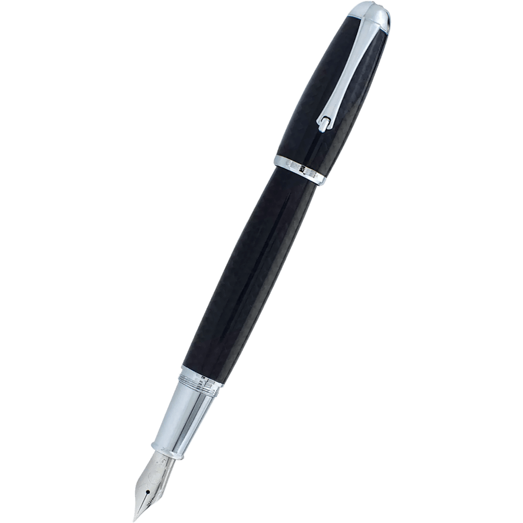 Monteverde Super Mega Fountain Pen - Carbon Fiber - Chrome - Pen Boutique Ltd