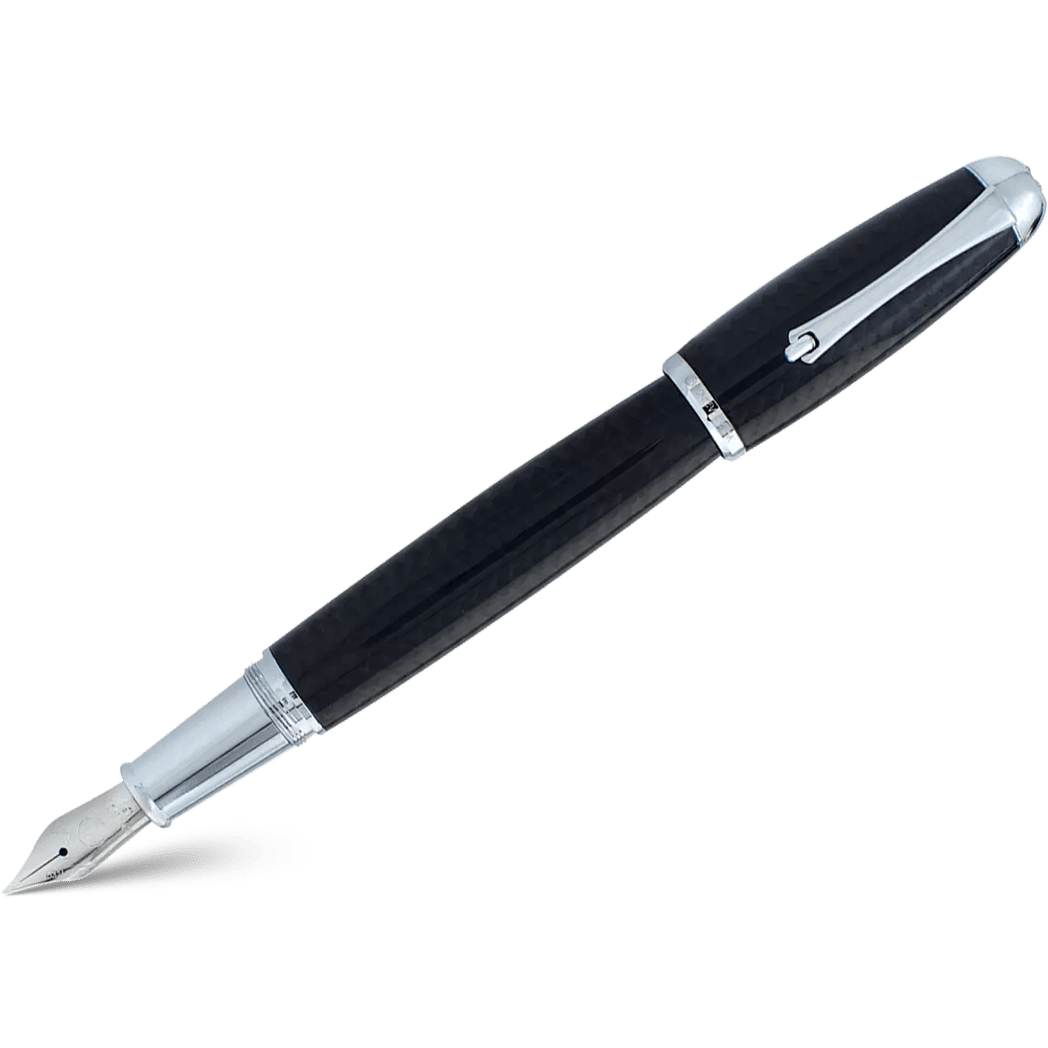 Monteverde Super Mega Fountain Pen - Carbon Fiber - Chrome - Pen Boutique Ltd