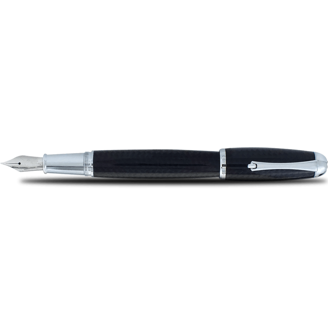 Monteverde Super Mega Fountain Pen - Carbon Fiber - Chrome - Pen Boutique Ltd
