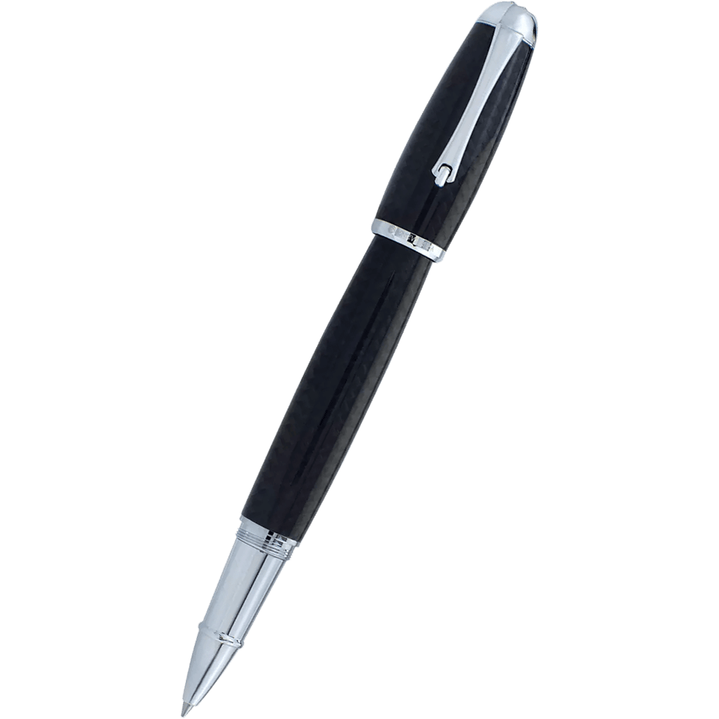 Monteverde Super Mega Rollerball Pen - Carbon Fiber - Chrome - Pen Boutique Ltd