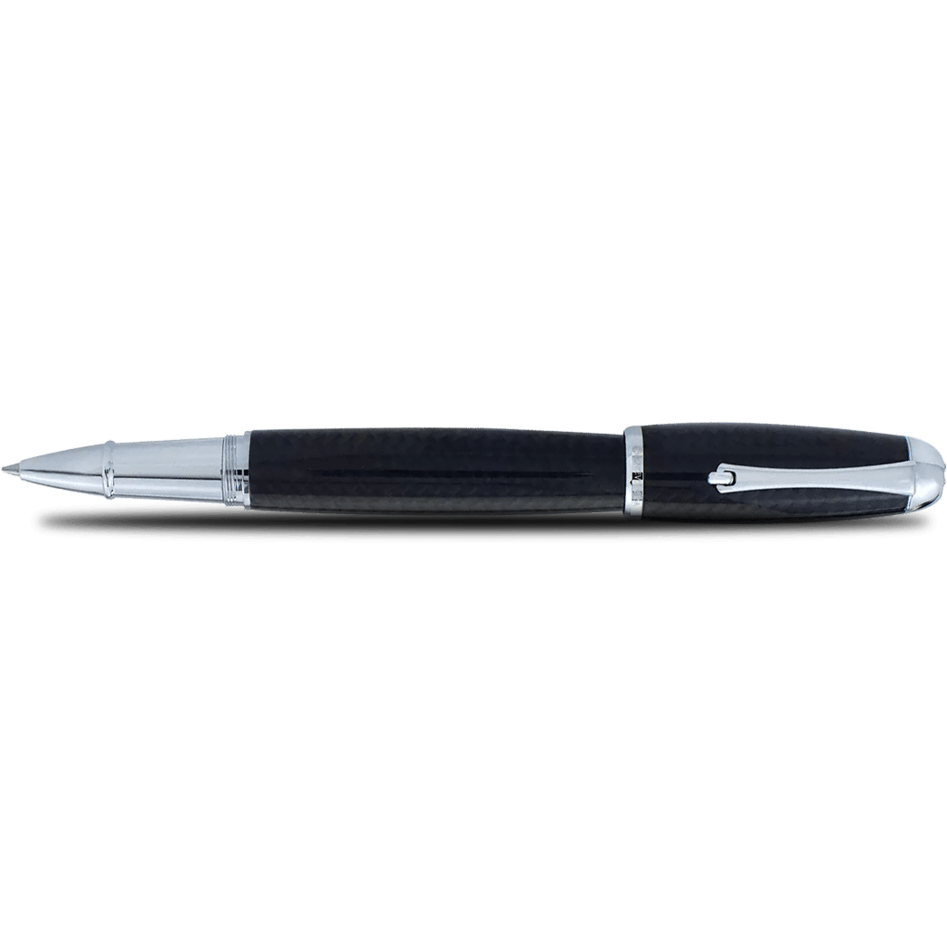 Monteverde Super Mega Rollerball Pen - Carbon Fiber - Chrome - Pen Boutique Ltd