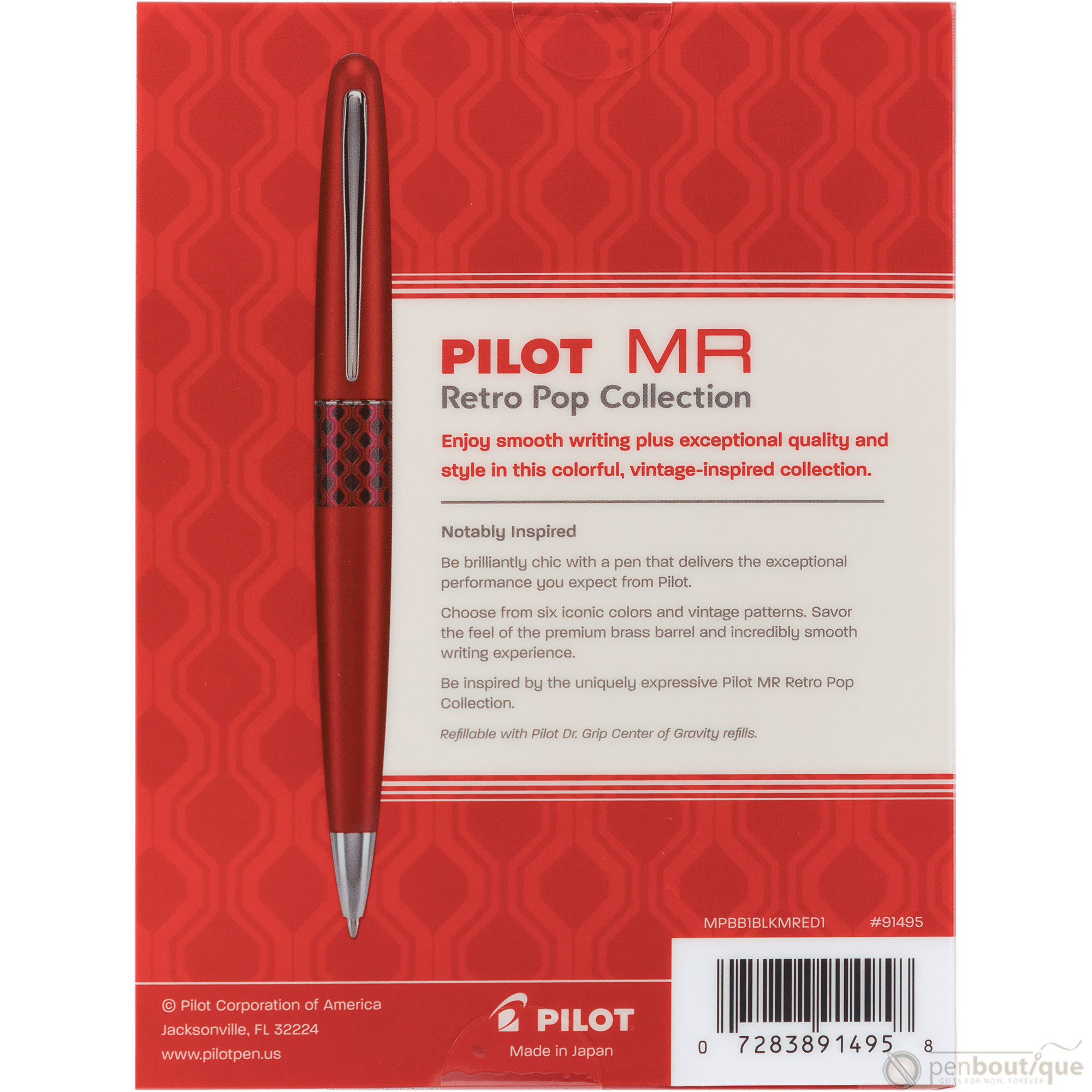 Pilot Ballpoint Pen - MR Collection - Retro Pop - Red - Pen Boutique Ltd