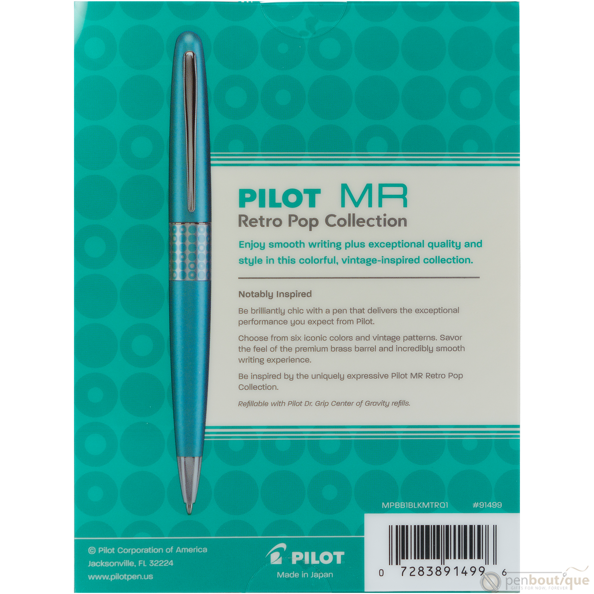 Pilot Ballpoint Pen - MR Collection - Retro Pop - Turquoise-Pen Boutique Ltd