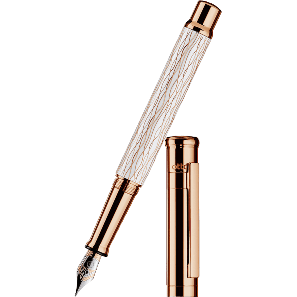 Otto Hutt Design 4 Fountain Pen - White Wave - Steel Nib - Pen Boutique Ltd