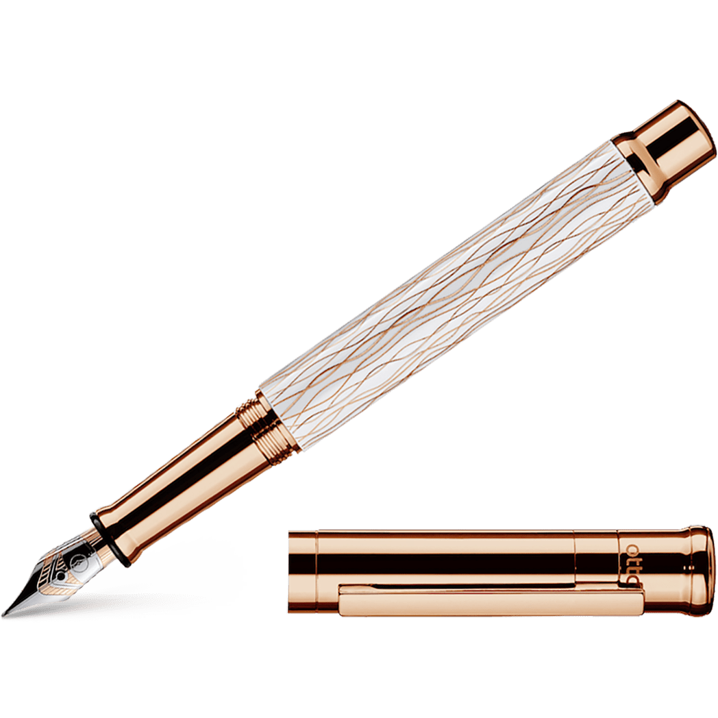 Otto Hutt Design 4 Fountain Pen - White Wave - Steel Nib - Pen Boutique Ltd