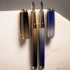 S T Dupont Line D Fountain Pen - Starburst Blue - Palladium Trim (USA Exclusive Edition) - Pen Boutique Ltd