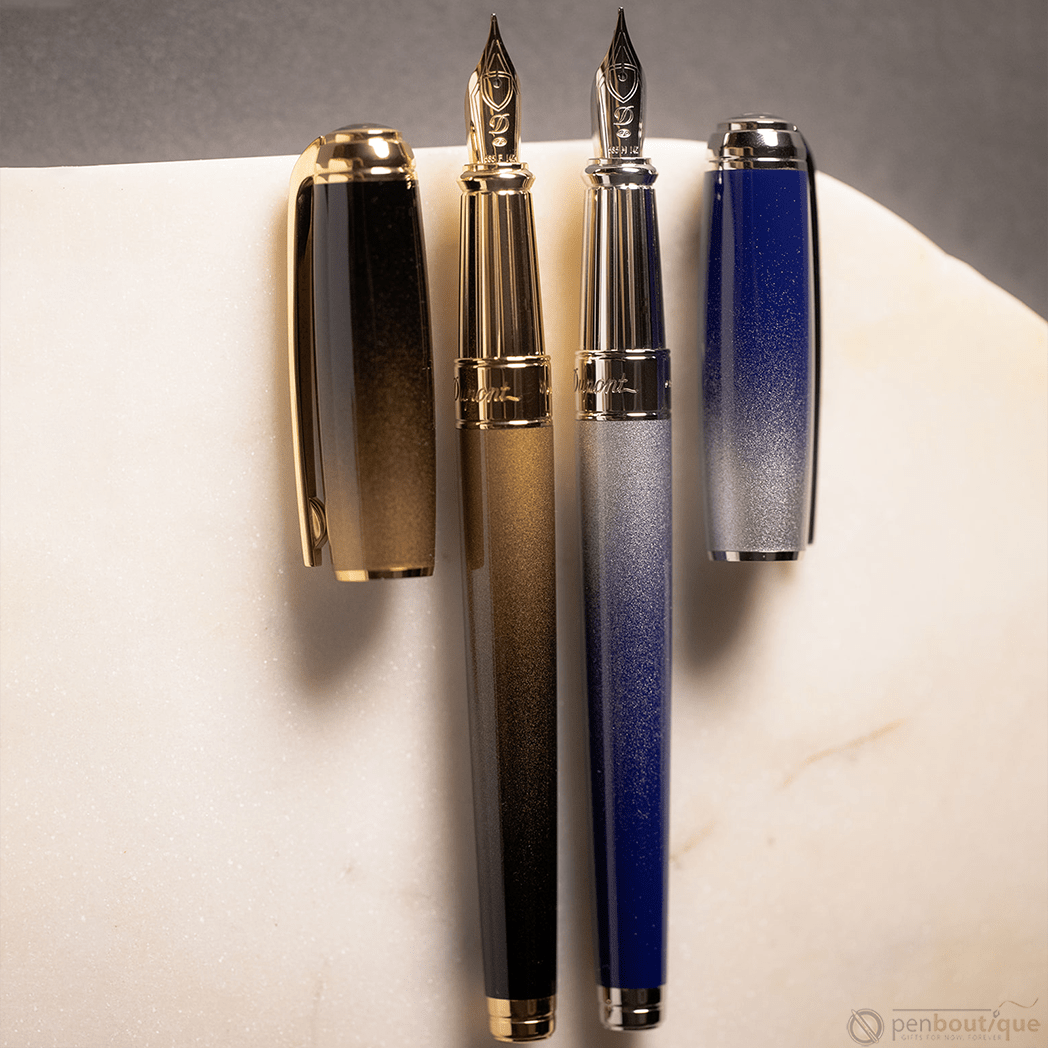 S T Dupont Line D Fountain Pen - Starburst Blue - Palladium Trim (USA Exclusive Edition) - Pen Boutique Ltd