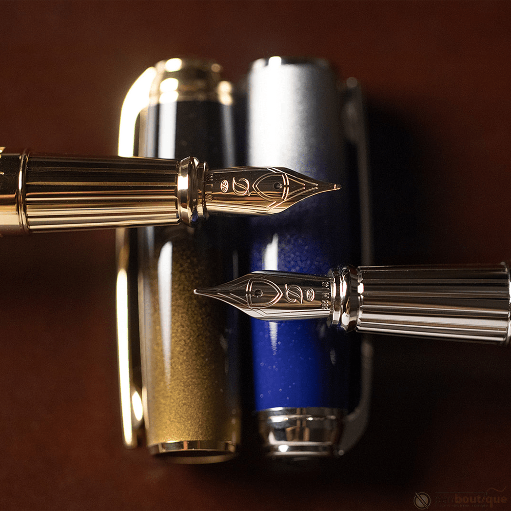 S T Dupont Line D Fountain Pen - Starburst Blue - Palladium Trim (USA Exclusive Edition) - Pen Boutique Ltd