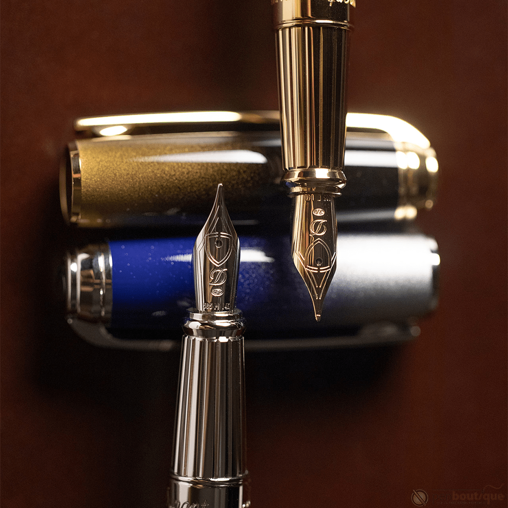 S T Dupont Line D Fountain Pen - Starburst Blue - Palladium Trim (USA Exclusive Edition) - Pen Boutique Ltd