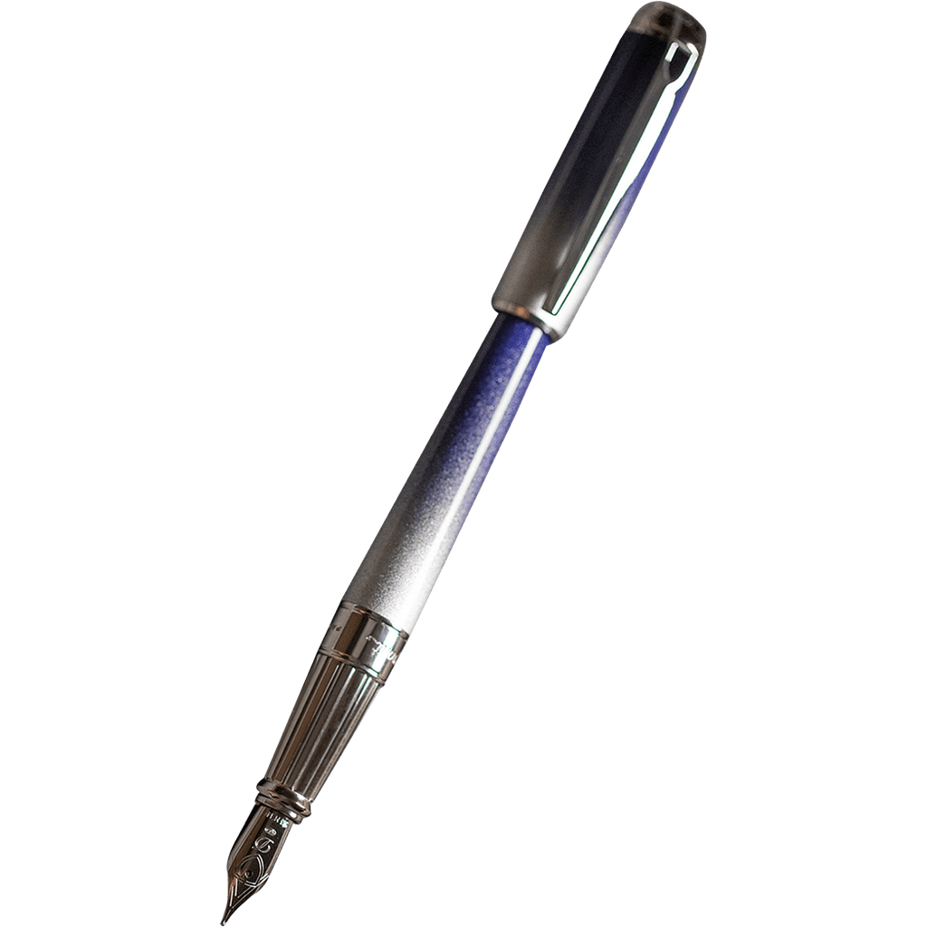 S T Dupont Line D Fountain Pen - Starburst Blue - Palladium Trim (USA Exclusive Edition) - Pen Boutique Ltd
