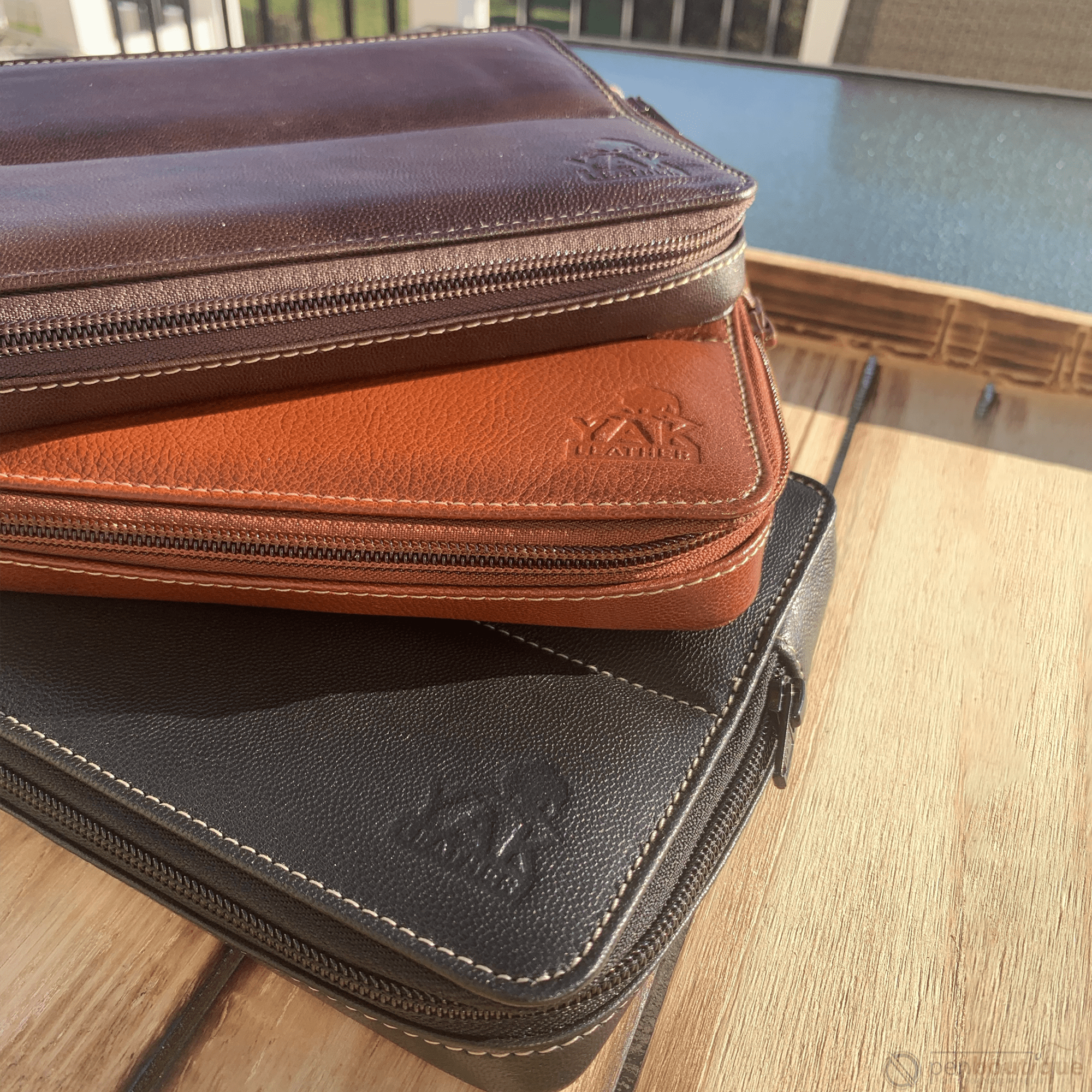 Pen Boutique Yak Leather 10 Pen Holder - Brown - Pen Boutique Ltd