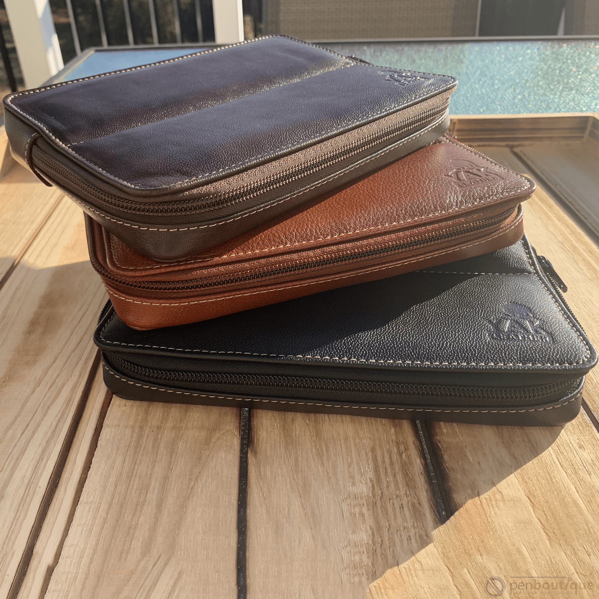Pen Boutique Yak Leather 10 Pen Holder - Brown - Pen Boutique Ltd