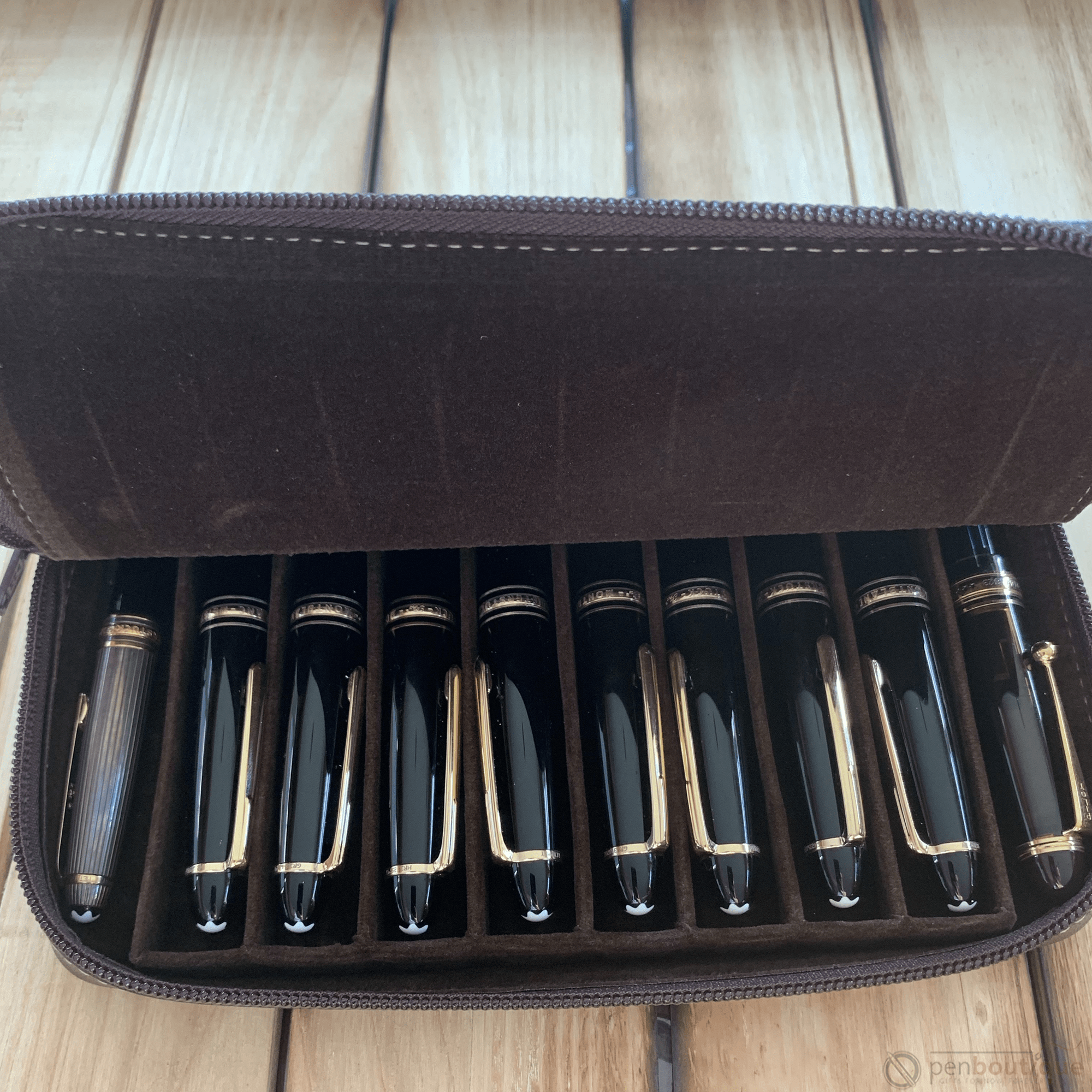 Pen Boutique Yak Leather 10 Pen Holder - Brown - Pen Boutique Ltd