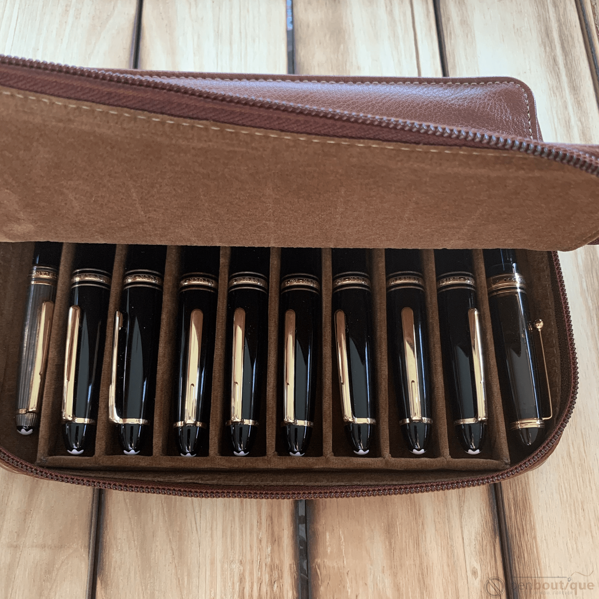 Pen Boutique Yak Leather 10 Pen Holder - Tan - Pen Boutique Ltd