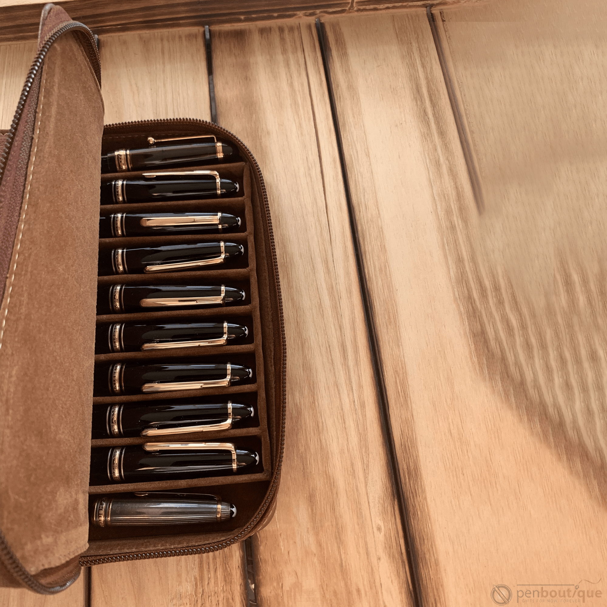 Pen Boutique Yak Leather 10 Pen Holder - Tan - Pen Boutique Ltd