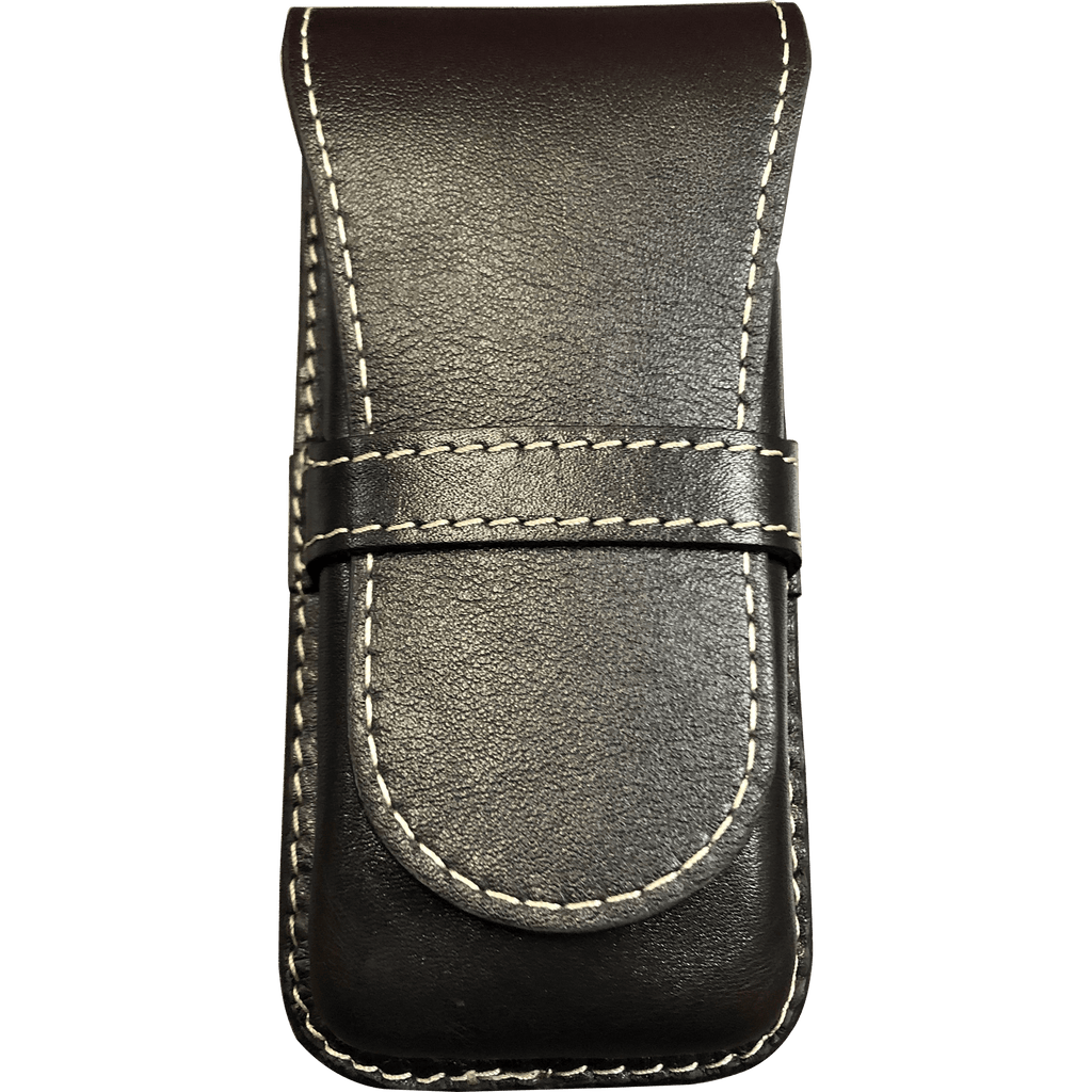 Pen Boutique Yak Leather Triple Pen Holder - Black/Red insert - Pen Boutique Ltd