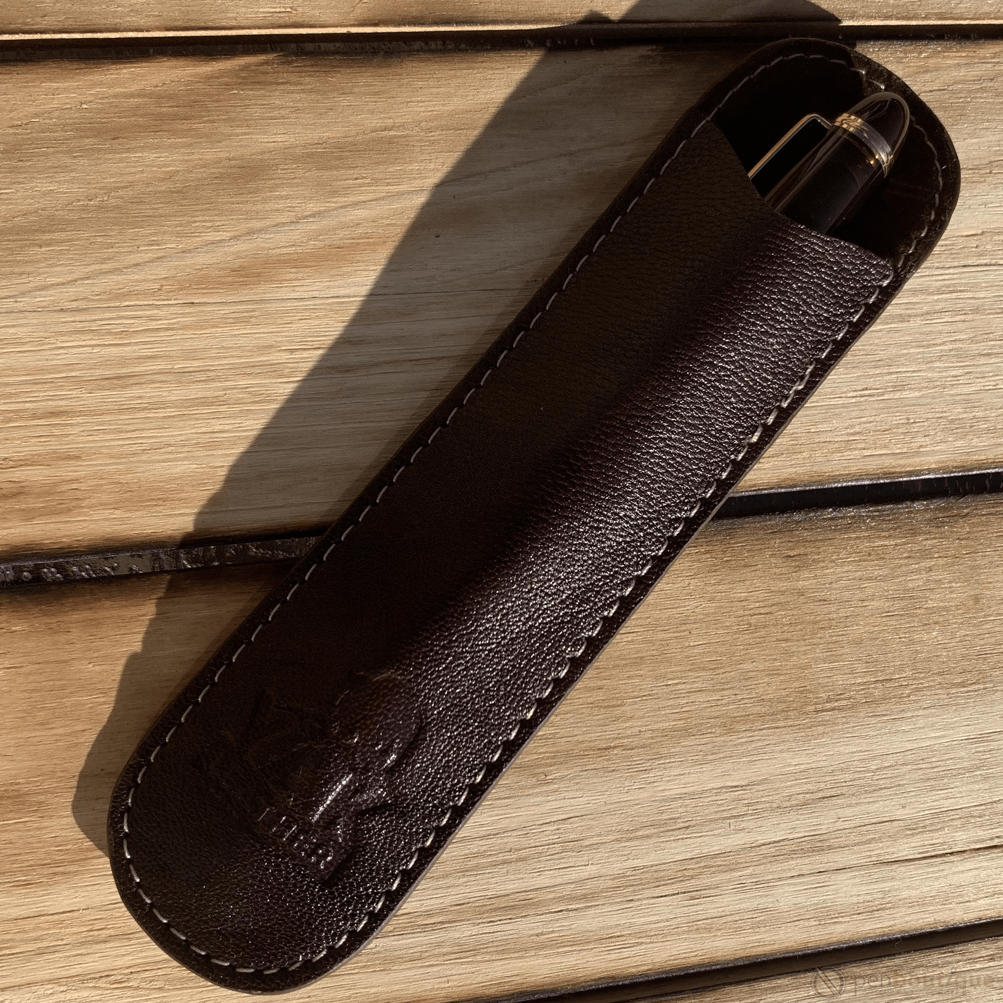 Pen Boutique Yak Leather Single Pen Sleeve - Brown - Pen Boutique Ltd