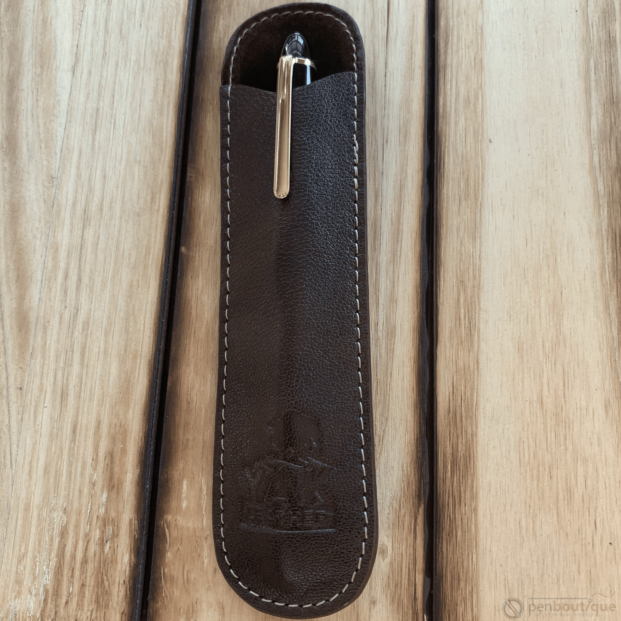 Pen Boutique Yak Leather Single Pen Sleeve - Brown - Pen Boutique Ltd