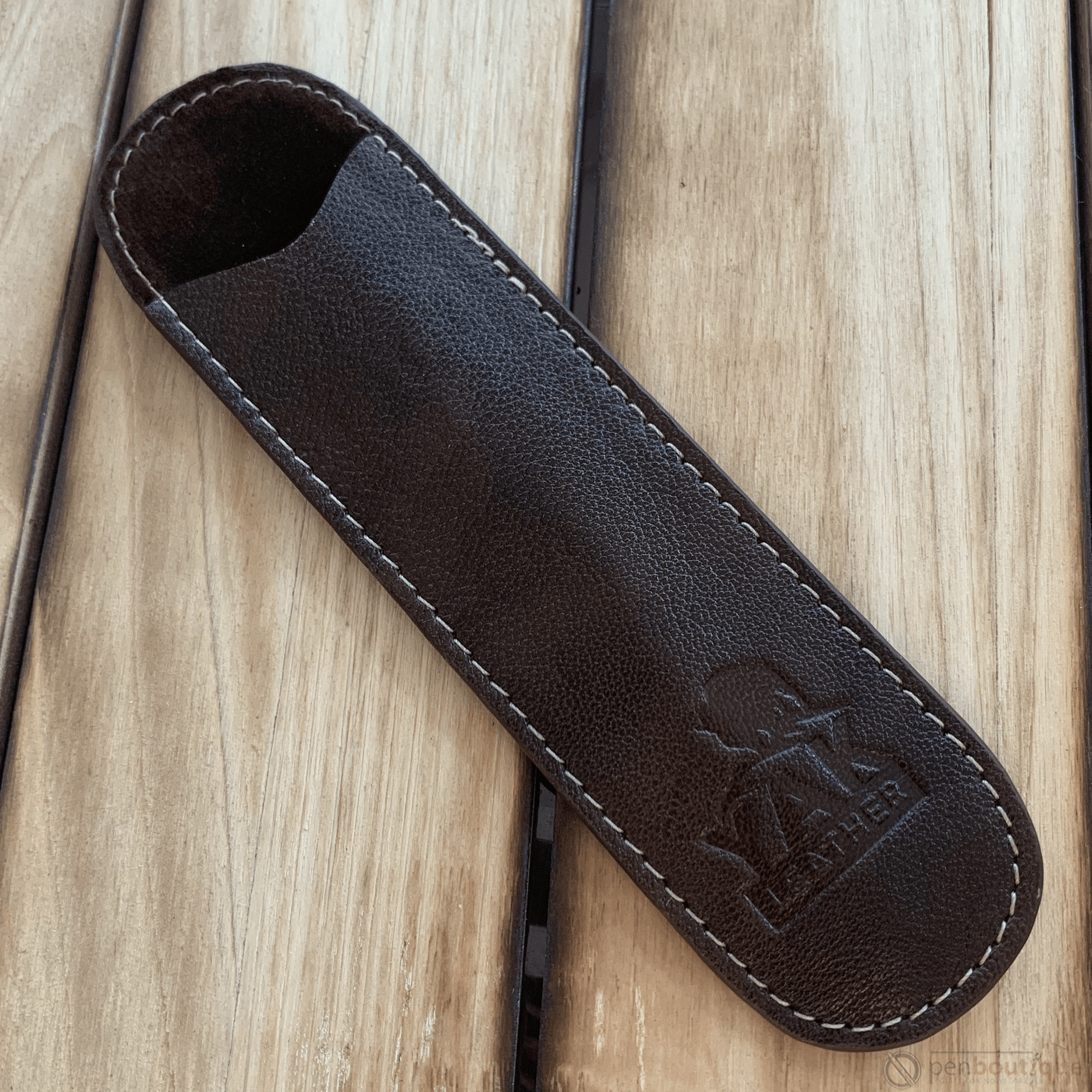 Pen Boutique Yak Leather Single Pen Sleeve - Brown - Pen Boutique Ltd