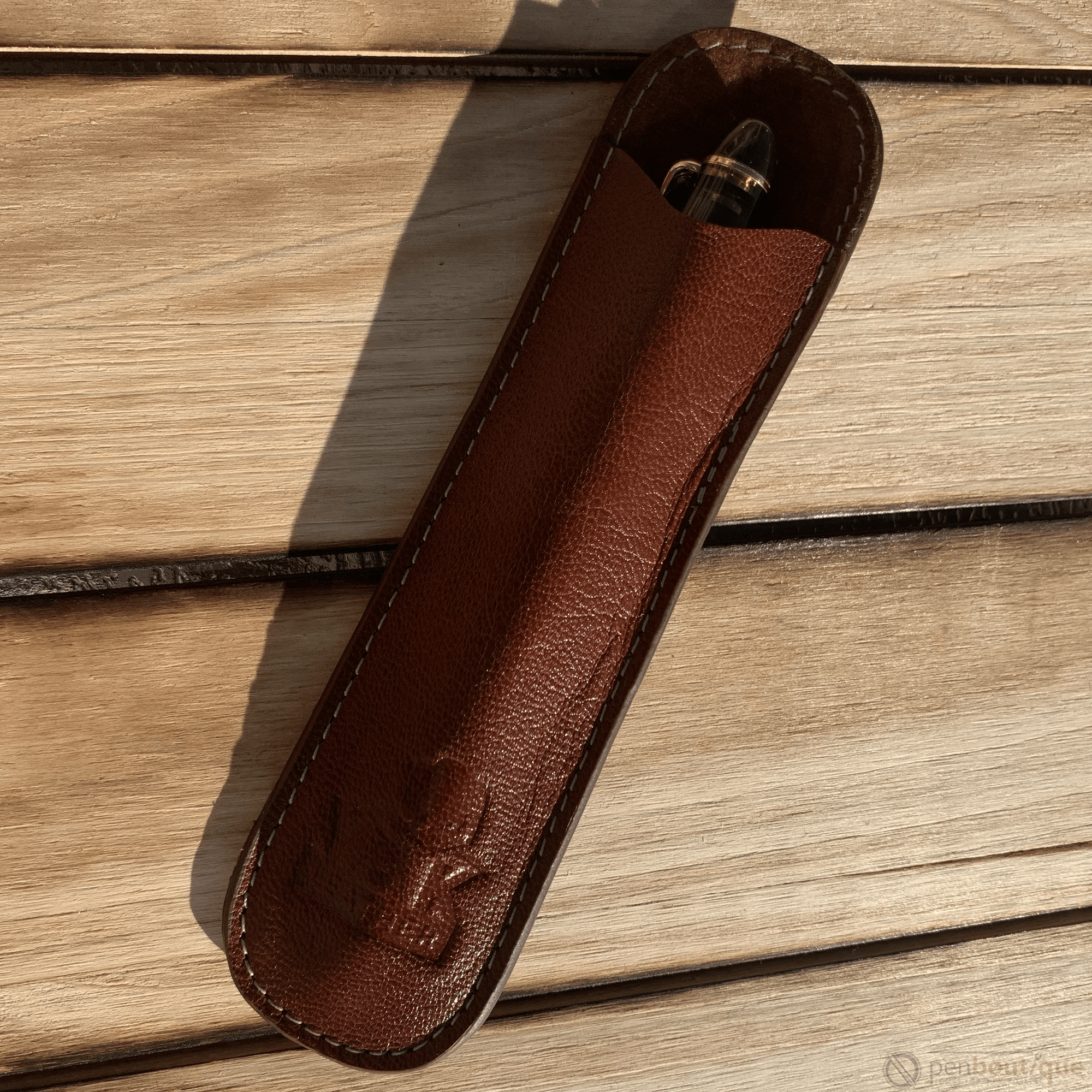Pen Boutique Yak Leather Single Pen Sleeve - Tan - Pen Boutique Ltd