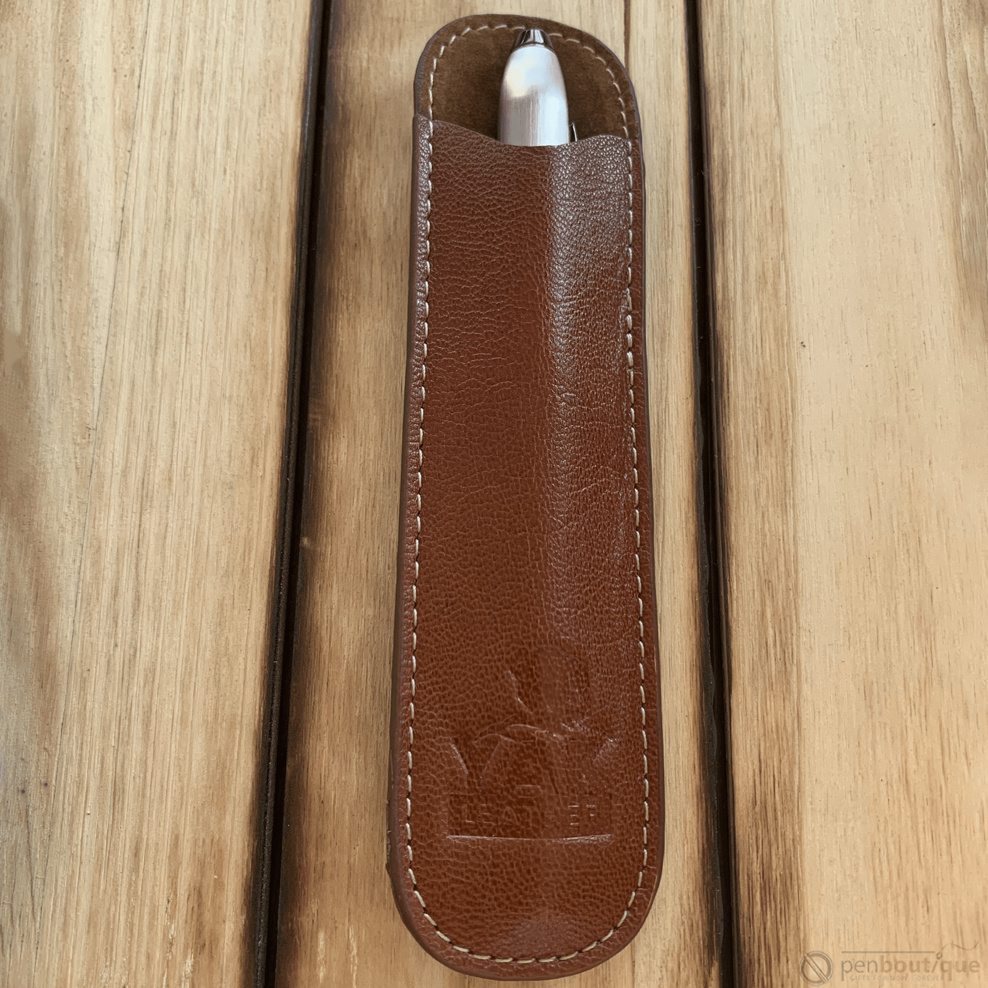 Pen Boutique Yak Leather Single Pen Sleeve - Tan - Pen Boutique Ltd