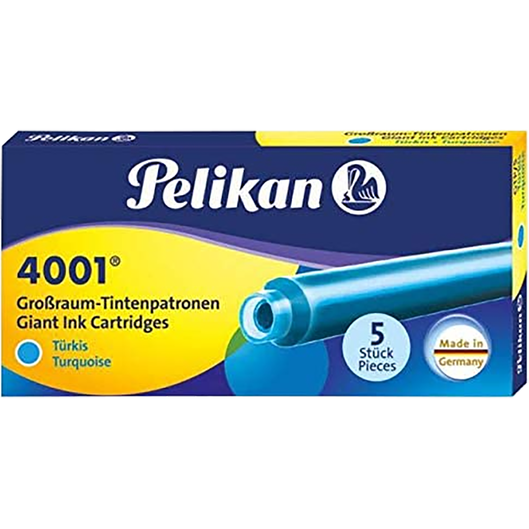 Pelikan 4001 Giant GTP/5 Box 5 Turquoise Ink Cartridges-Pen Boutique Ltd