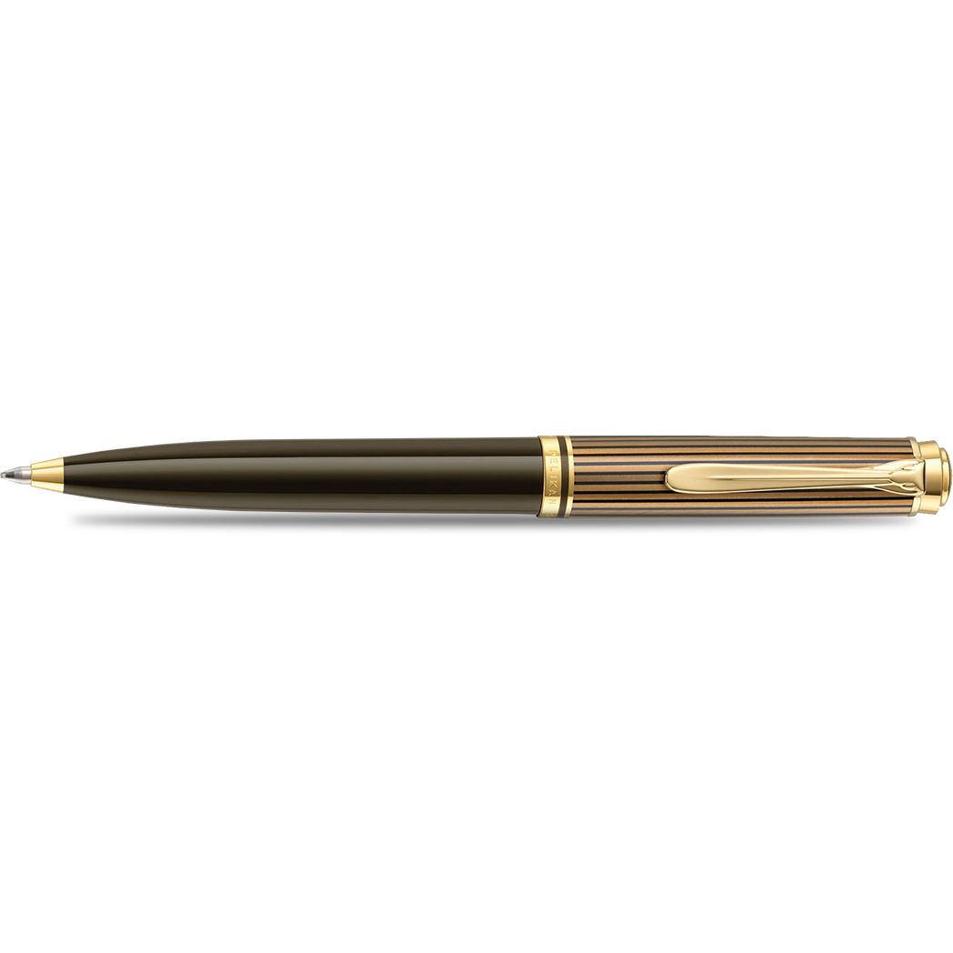 Pelikan Souveran Ballpoint Pen - K800 Warm Brown & Black Stripe (Special Edition)-Pen Boutique Ltd