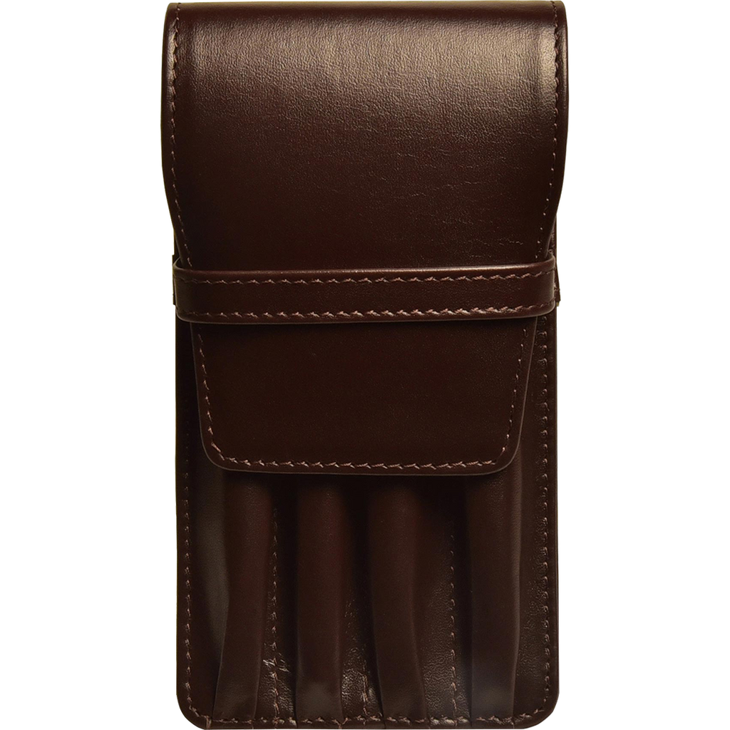 Aston Leather Brown Finger Style Quad Pen Case-Pen Boutique Ltd