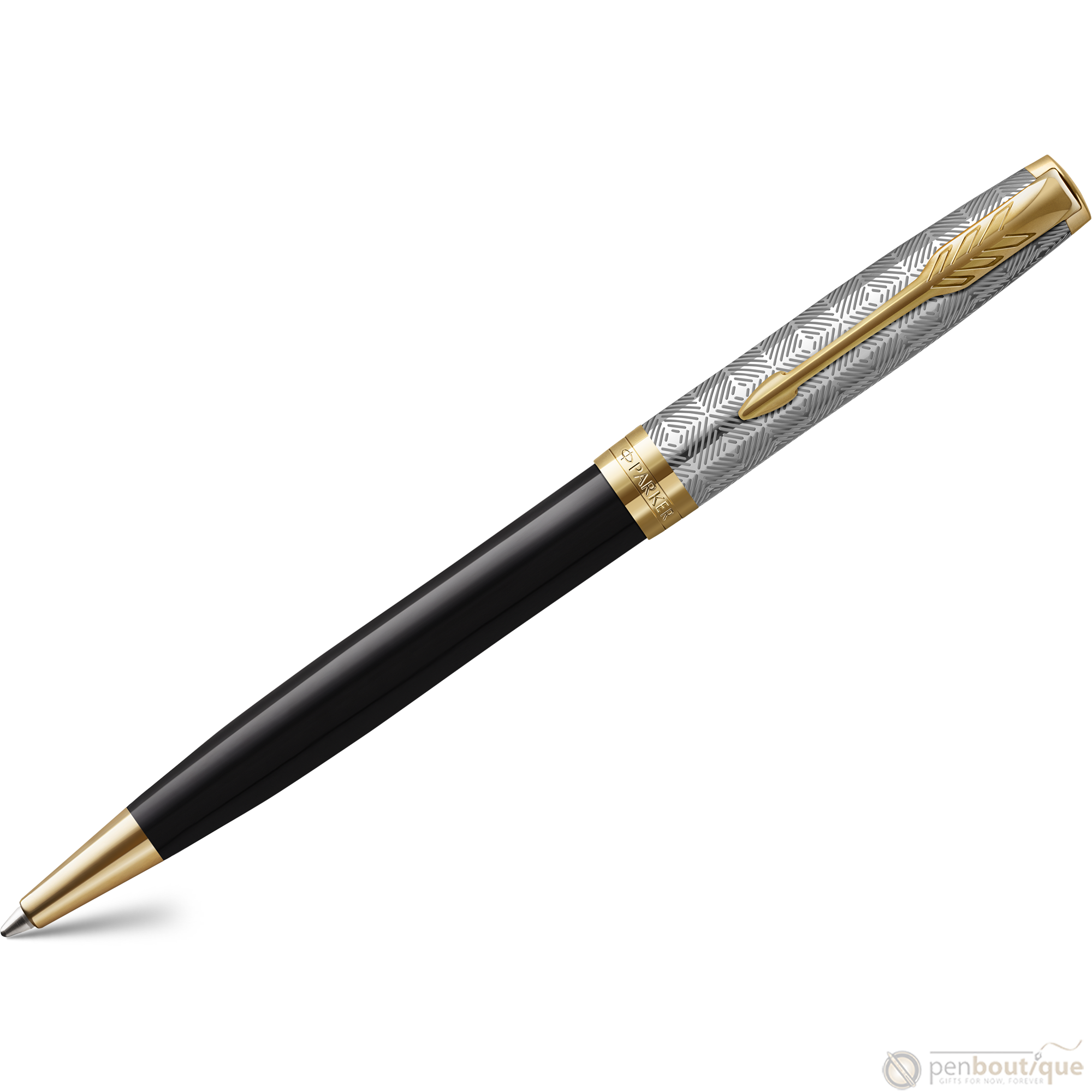 Parker Sonnet Premium Refresh Ballpoint Pen - Metal & Black - Gold Trim-Pen Boutique Ltd